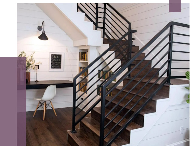 Перила для лестницы в доме в Новокуйбышевске от 7425 руб. — ПРОЛЁТ-Нвб