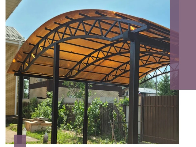 Изготовление навесов под ключ в Новокуйбышевске из качественных материалов