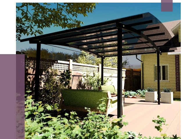 Навесы для террасы в Новокуйбышевске от 13059 руб. под ключ | ПРОЛЁТ-Нвб