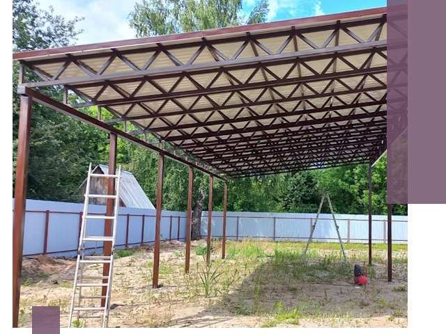 Односкатные навесы под ключ в Новокуйбышевске — изготовление и монтаж