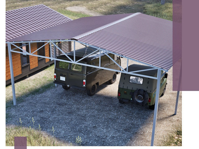 Двускатные навесы под ключ в Новокуйбышевске — изготовление и монтаж