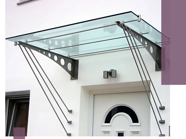 Козырьки над входом под ключ в Новокуйбышевске — изготовление и монтаж